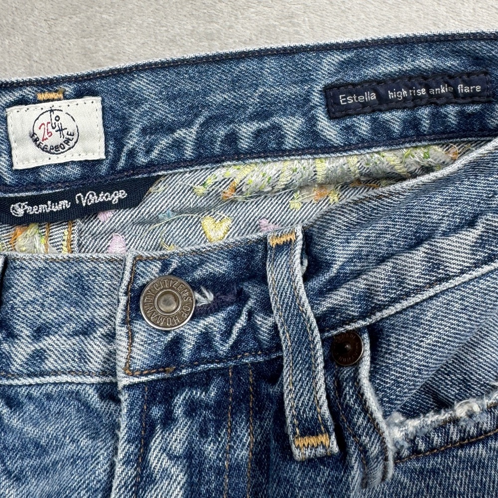 Free People X Citizens of Humanity Estella High Rise Ankle Flare Blue Jeans 25 - Picture 16 of 17